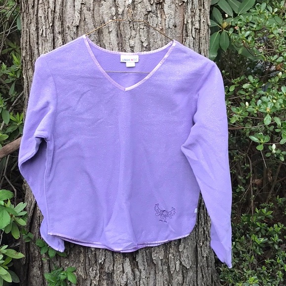 Limited Too Purple Fleece Angel Long Sleeves V-Neck Top Glitter Girls 12 - Picture 3 of 14